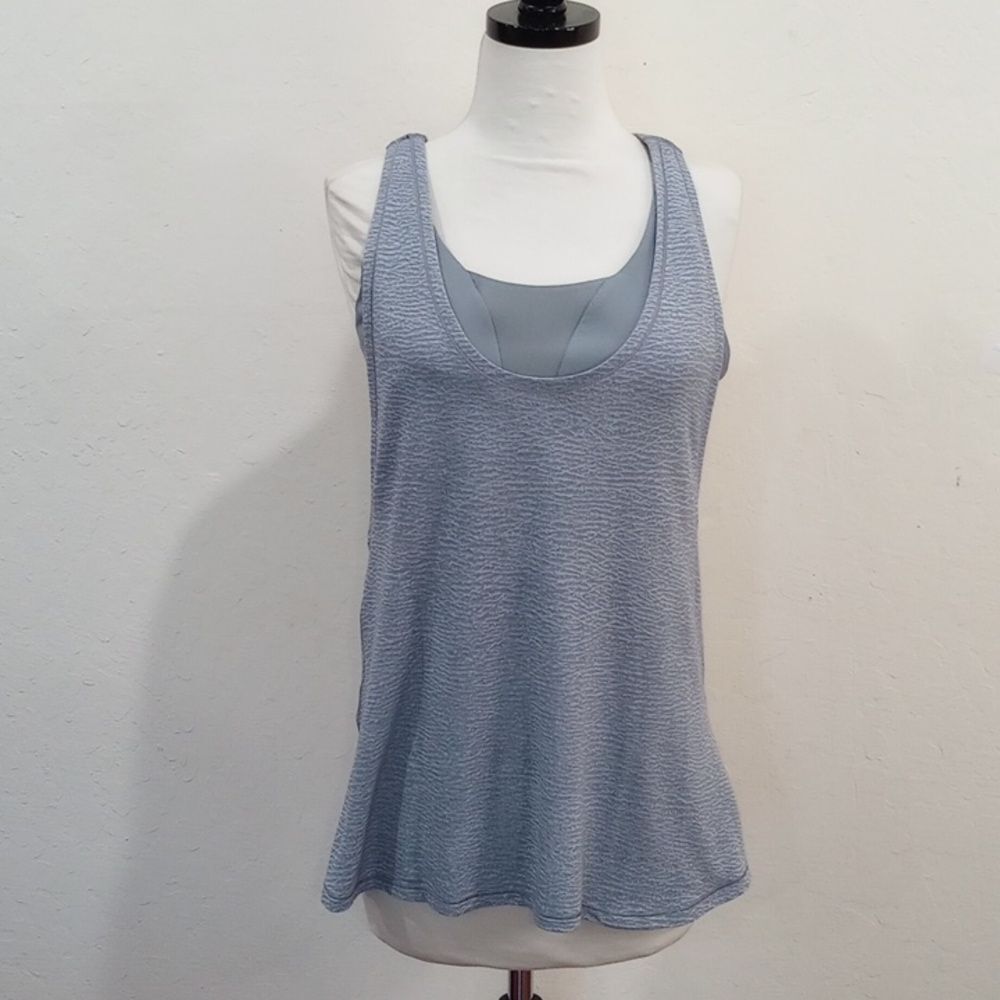 Lululemon Glide and Stride Gray Built in Sports Bra Running Shirt Gray Ice 12 - Picture 5 of 15